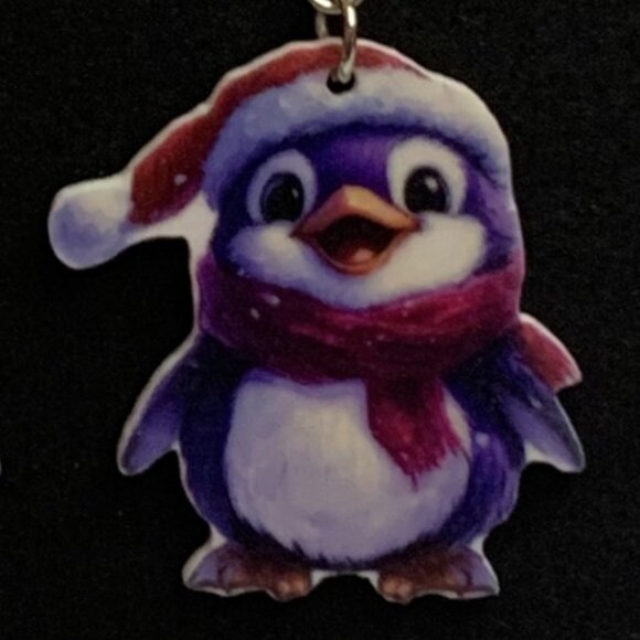 Penguin Earring, Santa Earring, Christmas Earring, Gift Idea, Holiday Earring - Picture 5 of 5